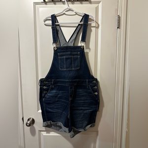 Denim shortalls size 18 dark wash